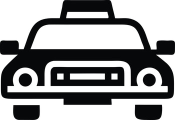 Obraz premium Black taxi cab icon illustration presents a simple vehicle silhouette isolated on white
