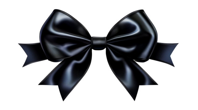 Elegant satin bow, ribbon, dark tone, gift, decoration, cut out transparent