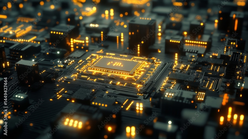 Poster abstract technology. data protection and cyber technology. digital security. lock on the circuit boa