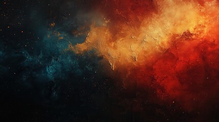 Cosmic nebulae clashing in vibrant colors