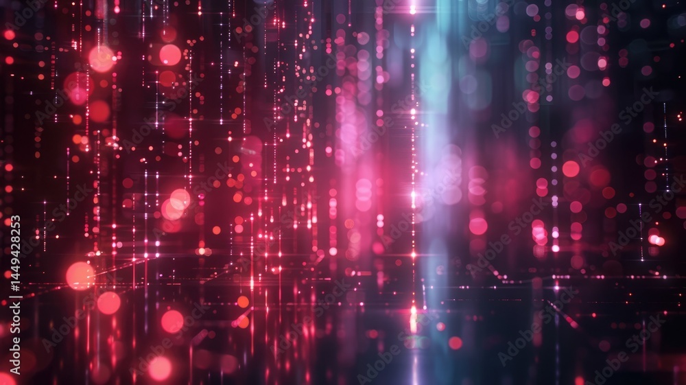 Poster abstract picture micro light sparkling particle represent data flow vivid flowing wave with high tec