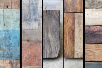 A Collage of Weathered and Textured Wood Planks in Varied Hues and Grains