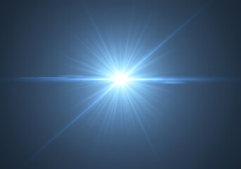 A bright light flares with radiating beams against a dark blue gradient background in a horizontal shot