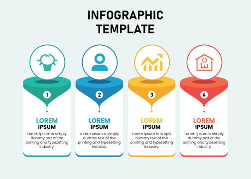 Modern infographic template with four colorful, 3D-styled columns business-infographics-template, Four-Step Infographic Template Design for Presentations