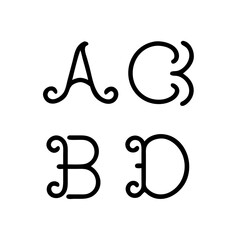 Watercolor vintage black letter a to z , alphabet for crest design, initials, monogram print. Vector font of grunge letters. Hand drawn ink alphabet. Grunge scratch type font.