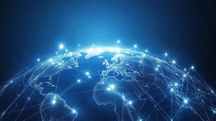 World map and global network connection. Digital global network. Abstract background. Futuristic technology. Worldwide network connection. International connections. 