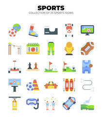 Collection of 25 Sport Icons. Colorful Vector Graphics