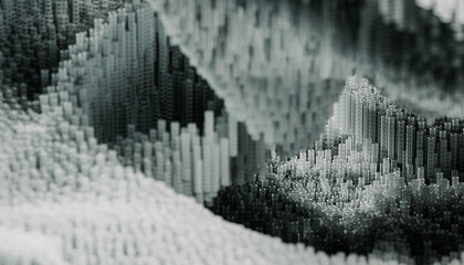 Abstract Digital Art Depicting Interwoven Geometric Structures
