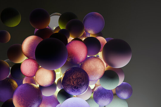 Abstract Floating Spheres with Glowing Light