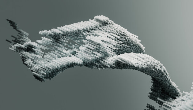 Abstract Digital Art Depicting Interwoven Geometric Structures