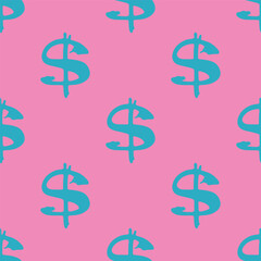 Seamless pattern with dollar currency symbol for decorative print, wrapping paper, greeting cards, wallpaper and fabric