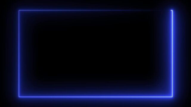 Dynamic Blue Neon Glow Frame Abstract Animated Background. Blue Neon Motion Border Seamless Abstract Frame Loo. 