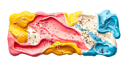 Assorted colorful creamy texture with sprinkles, cut out transparent
