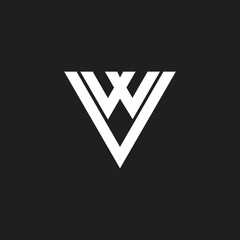Triangle shape VW letter creative monogram vector template.