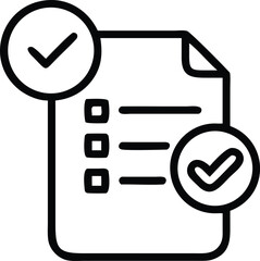 Outline sheet depicts squared options with a checkmark showing completion; the background is transparent