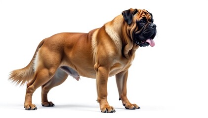 Obraz premium Majestic mastiff, powerful stance, white background, dog breed, background