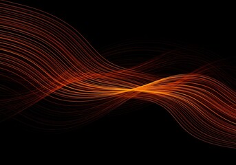 Abstract waves of orange light flowing across a black background creating a dynamic and fluid design