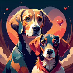 Two Happy Dogs Showing Their Love