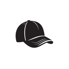 Baseball Cap Silhouette in Side View, Clean Black Vector