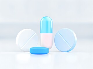 3D Pills and Capsule Icon Set Design for Medicine, Healthcare, and Digital Pharmacy Visualization Tools