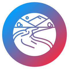 Valley with River Bend Vector Icon
