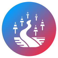 Winter Forest Trail Vector Icon