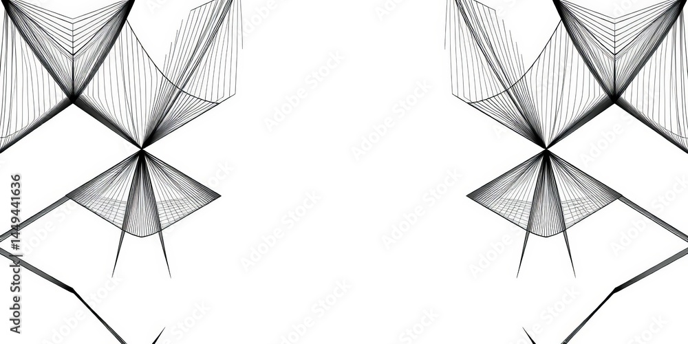 Canvas Prints modern abstract seamless pattern of thin black lines forming geometric shapes on white background, a