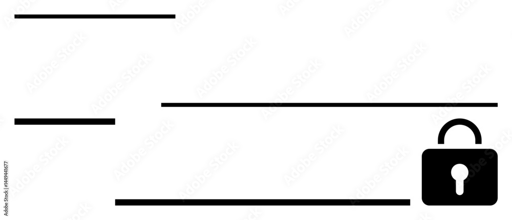 Poster input fields for login credentials alongside a black lock indicating security. ideal for authenticat