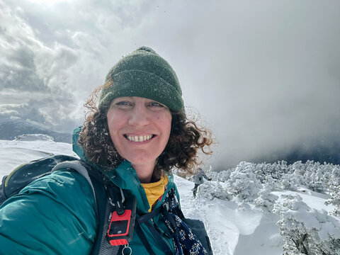 UGC selfie of woman Hiking in the New Hampshire White Mountains. 