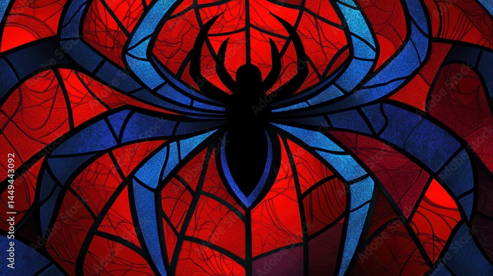 Aufkleber spider-themed window artwork with intricate web design and abstract art