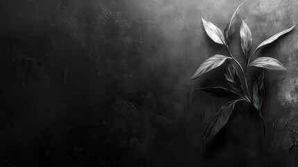 Dark leaves on textured surface