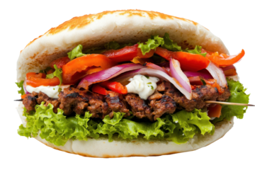 Delectable Kebab Sandwich A colorful explosion of flavors in a pita pocket