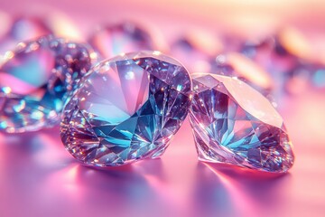 Sparkling Diamonds with Pink Background.