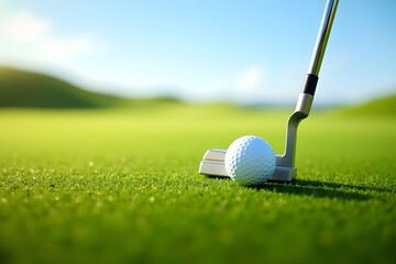 A short put in the game of golf with a ball and a putter