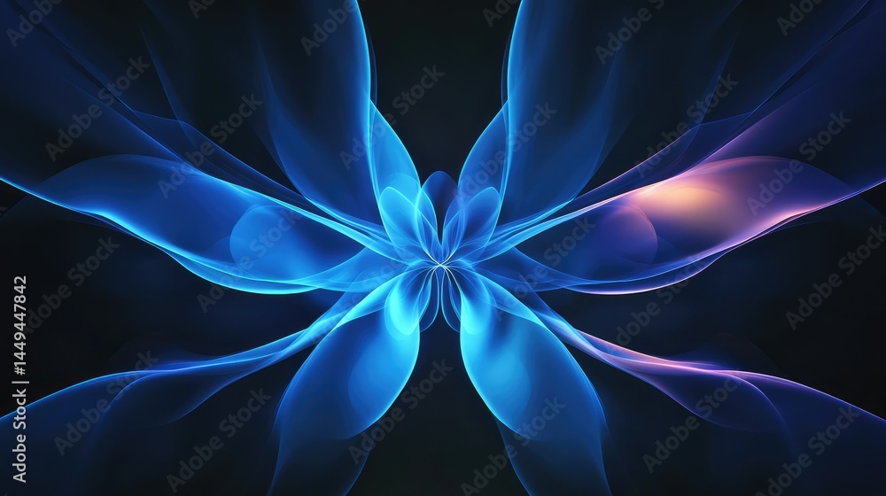Poster abstract image of dark blue water with hypnotic expanding waves, creating a peaceful yet high-tech v