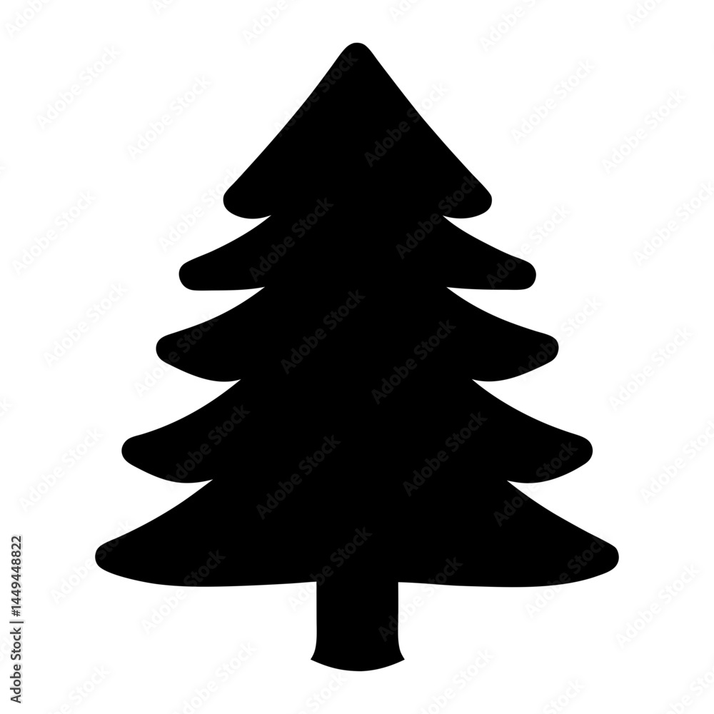 Aufkleber silhouette of a simple cartoon christmas tree with four layers of branches