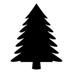 Simple Black Silhouette of a Christmas Tree on a White Background