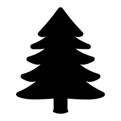 Silhouette of a simple cartoon Christmas tree with four layers of branches