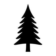 Silhouette of a classic Christmas tree isolated on a white background