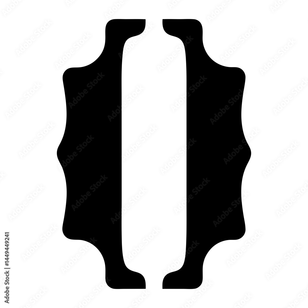 Poster monochrome depiction of a stylized abstract form with intricate curved edges