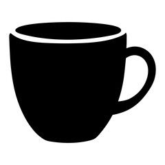 Stylized Black Silhouette of a Coffee Mug with a Handle Icon