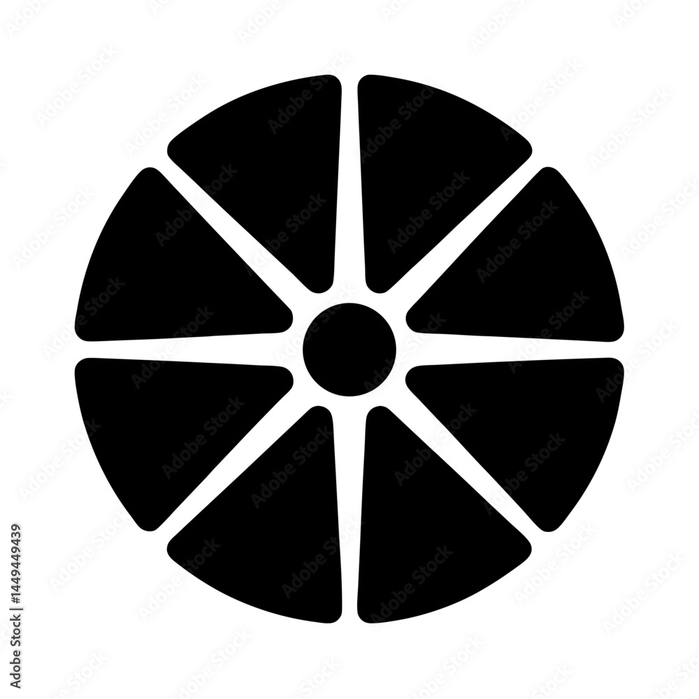 Poster abstract black segmented circular shape with central circle for design elements