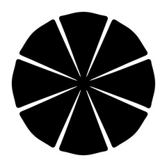 Black and White Geometric Radial Design with Rounded Triangles and Circular Symmetry