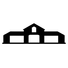 Silhouette of a three bay barn or storage building architectural design