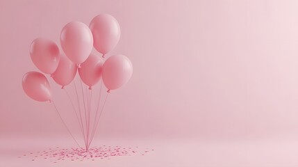 Pink Balloons and Confetti Festive Background
