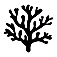 Stylized black sea coral or seaweed illustration isolated on a white background