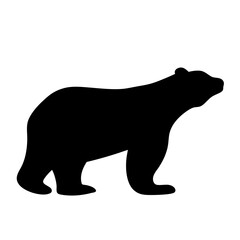 Elegant black silhouette of a powerful bear against a white background