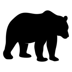 Black bear silhouette standing isolated on white background, wild animal illustration