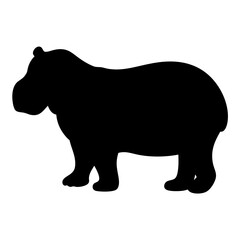 Silhouette of a hippopotamus against a plain white background in a vector image