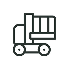 Vertical mast lift line icon, warehouse equipment vector symbol with editable stroke